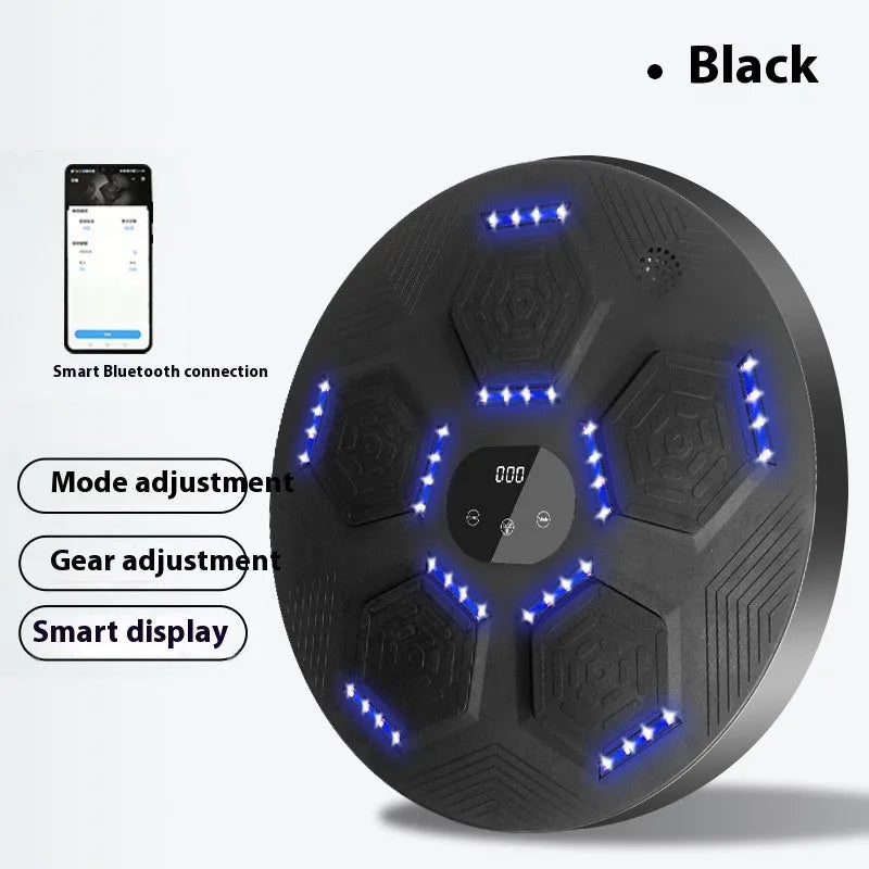 Smart music boxing machine wall target in black, grey, and orange colour options with hanging mount