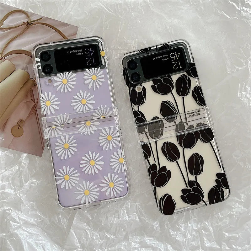 Samsung Galaxy Z Flip phone case with flower design in Daisy colour option