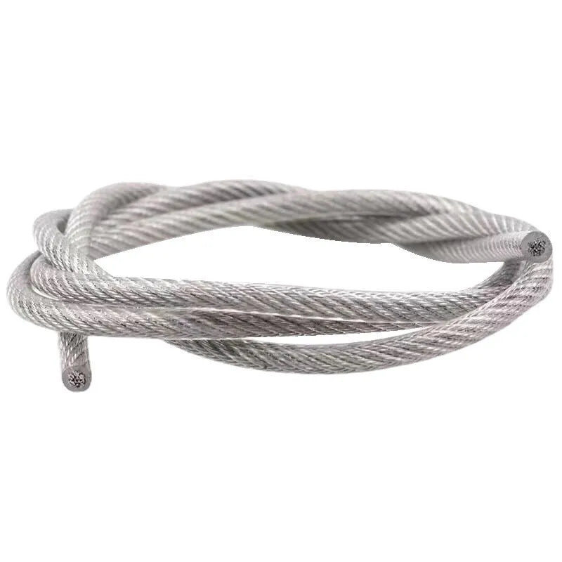 304 stainless steel nylon-coated security wire rope showing different diameter options for anti-theft protection