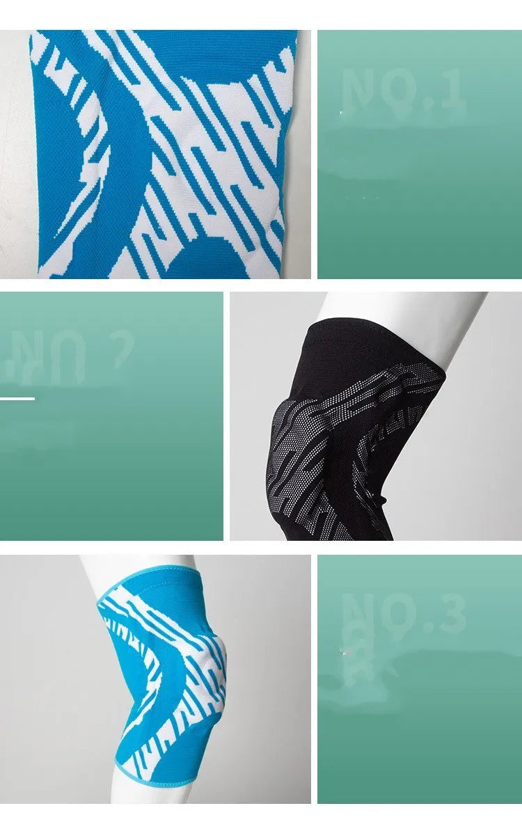 Men's pressurized basketball knee pads in nylon available in black and blue colours