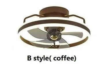 Modern simple style ceiling fan with integrated light, 500mm diameter with PC blades and acrylic shade.