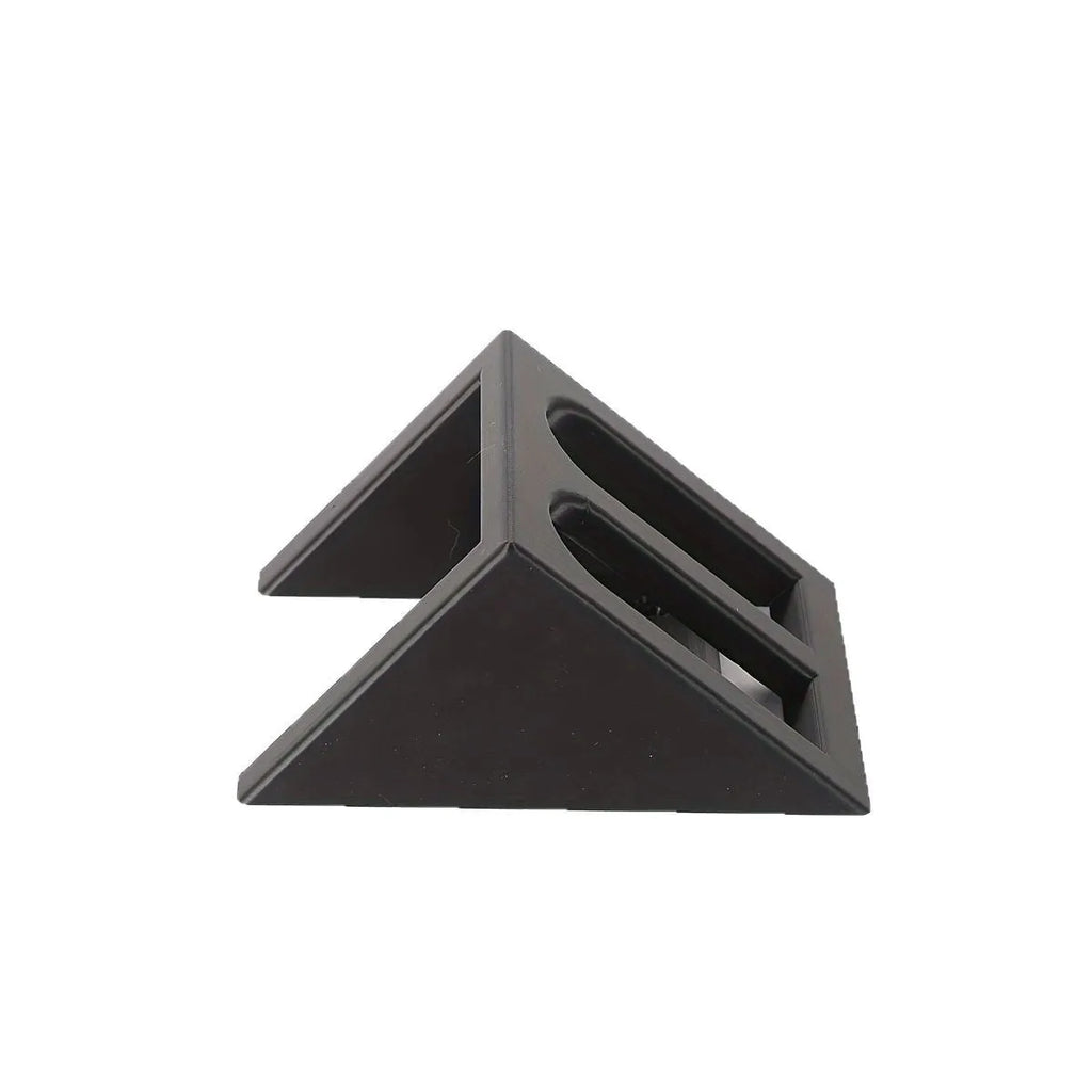 Black plastic pistol stand with punk-style detailing measuring 10.85 cm