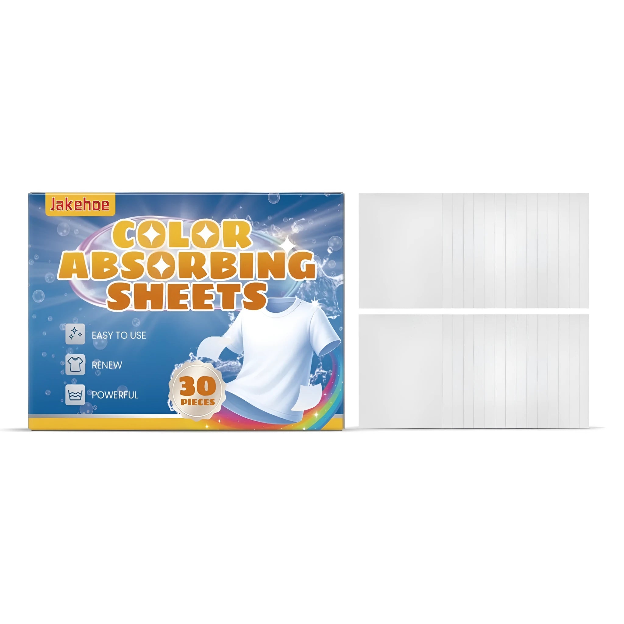Pack of 30 white colour-absorbing laundry detergent sheets.