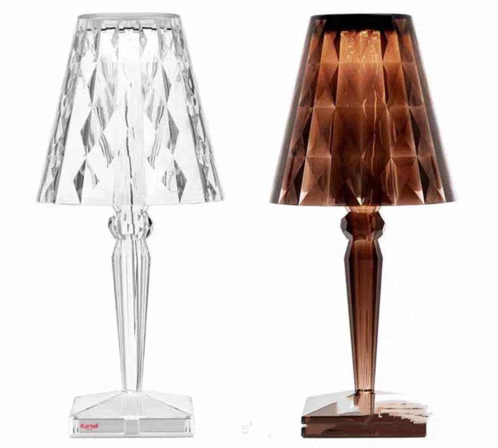 Rose gold portable touch-control projection night light on a tabletop