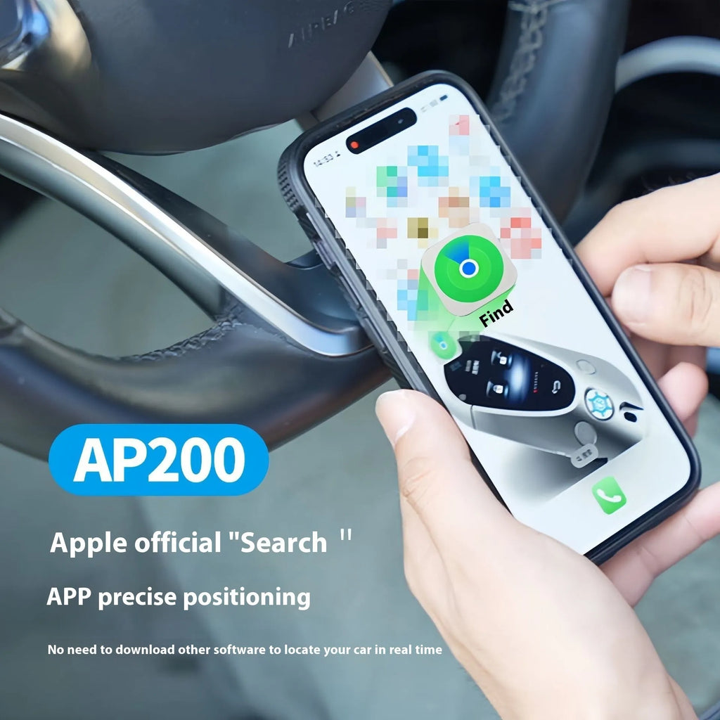 Black car charger GPS locator tracking device for vehicle security on a grey background.