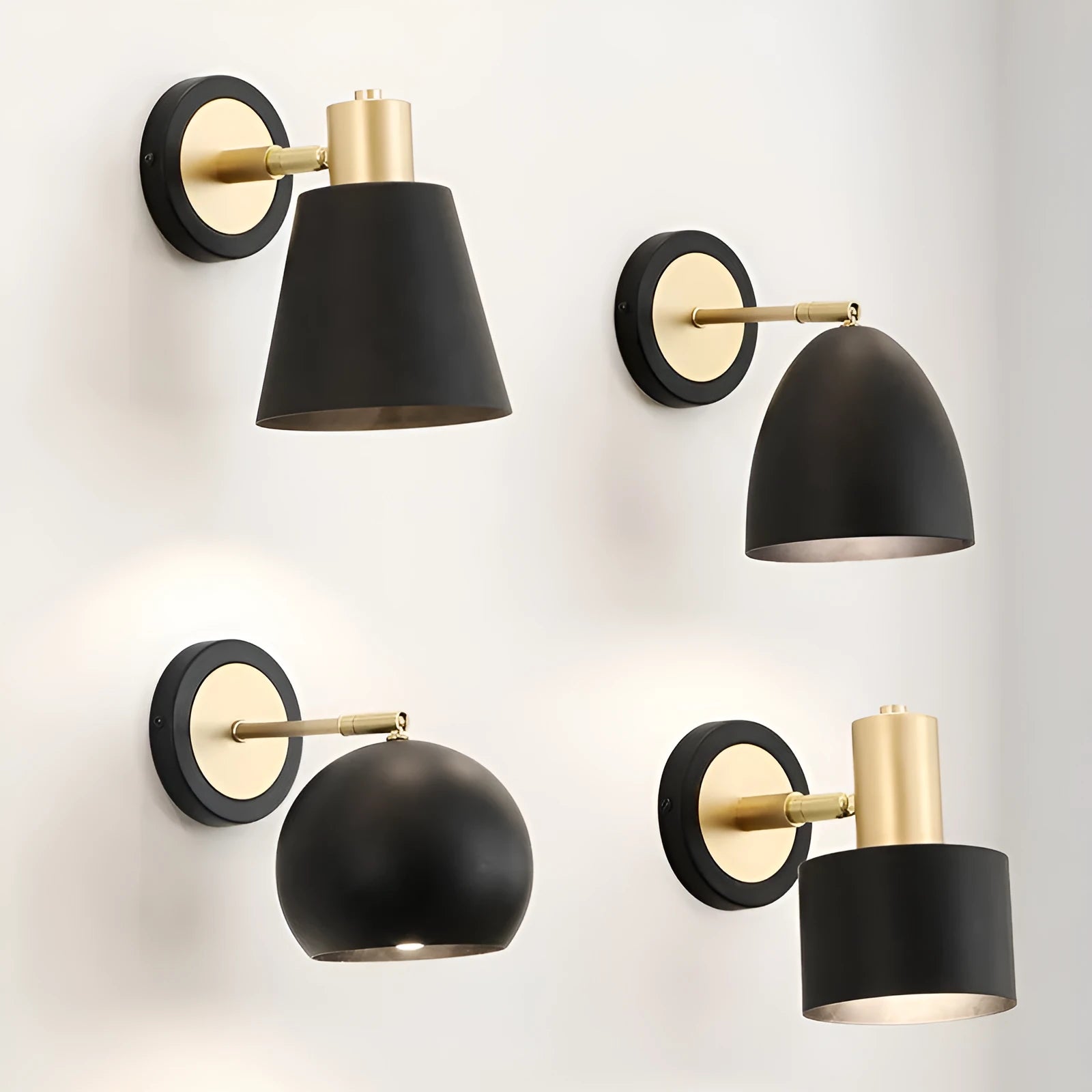 Nordic style iron wall lamp mounted beside a bed, showcasing its metal construction and adjustable light settings.