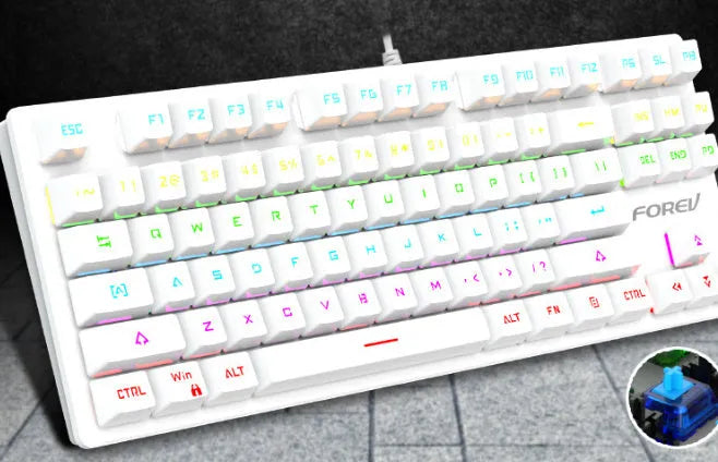 Punk gradient wired mechanical keyboard, ABS body, 350x130x35mm, shown in BlackBerry, fog Blue, Green Purple, Moonlit Night and Twilight Purple.