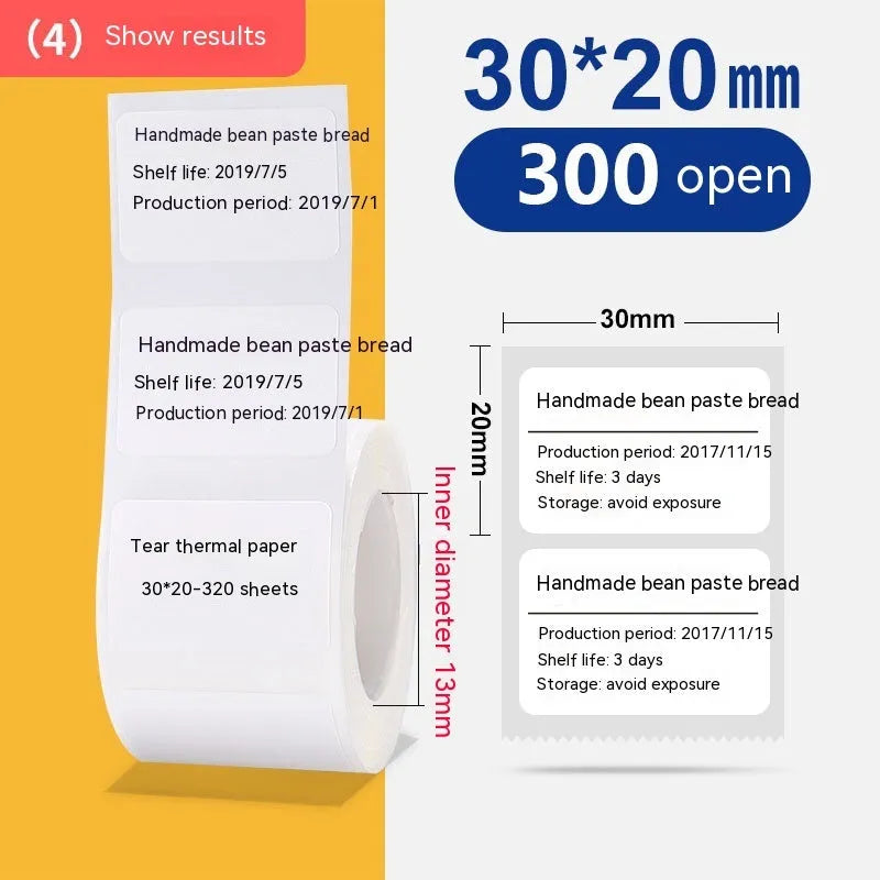 Roll of 160 white 40x40mm thermal paper adhesive stickers for retail price labelling