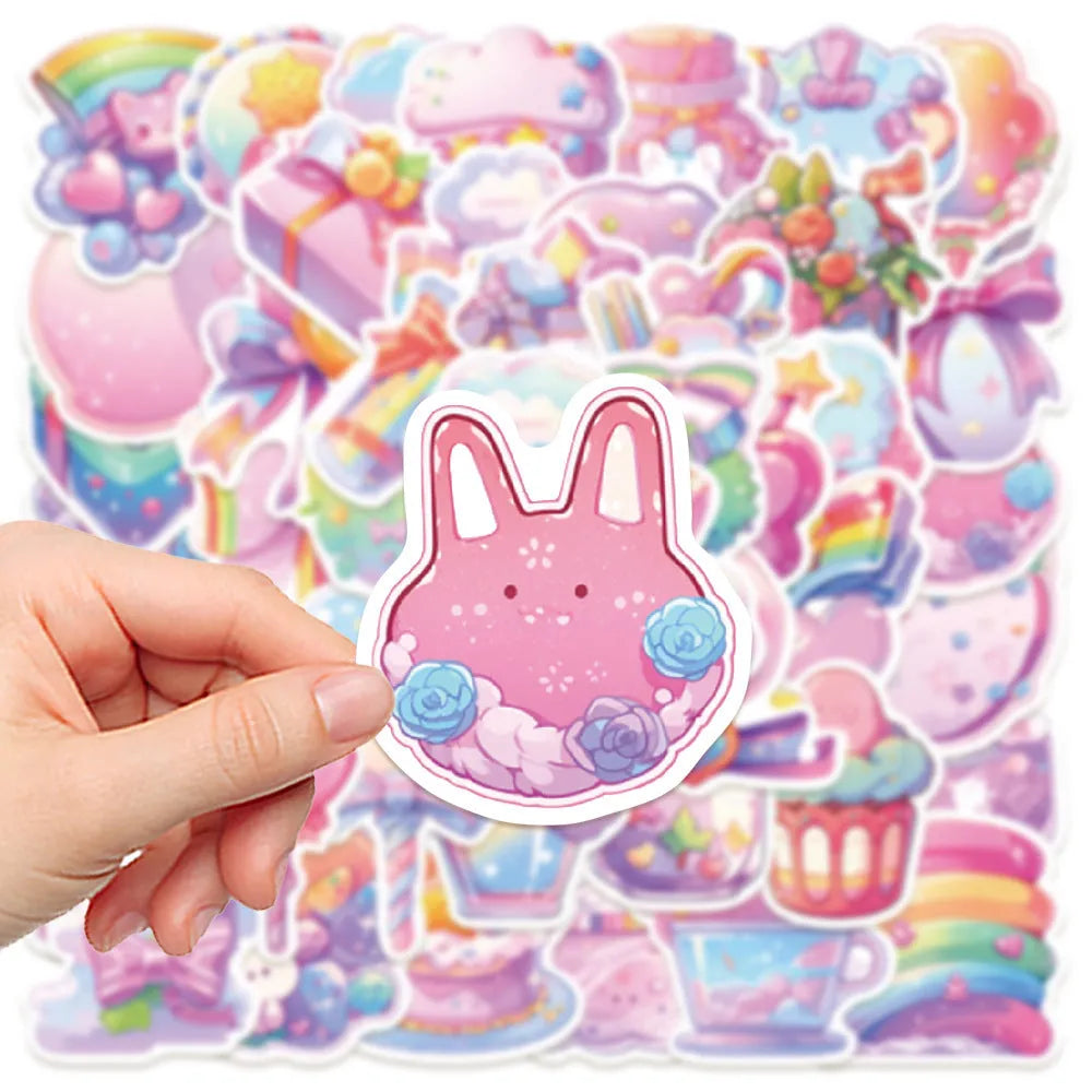 Fresh candy decorative waterproof stickers measuring 4-7cm with cute small object designs