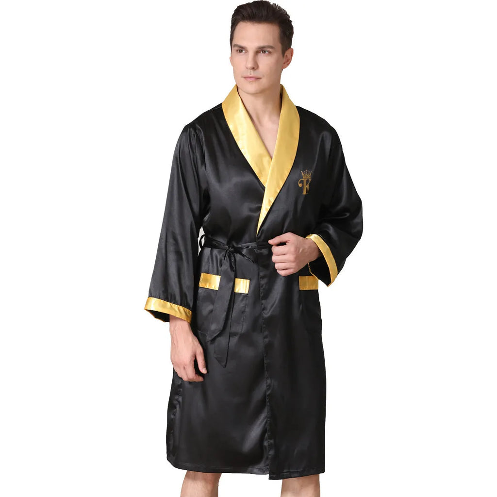 Men's lightweight summer bathrobe in rayon polyester fabric, shown in multiple colour options.