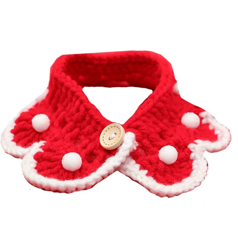 Knitted milk cotton pet collar with cartoon pattern in customisable sizes from XS to L