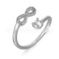 Open band geometric ring with zircon stones showing letter personalisation options A through Z