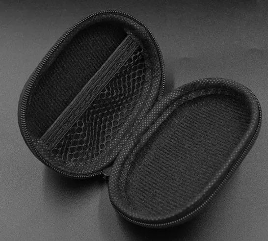 Black oval leather earphone storage case for EDX PRO and ZEX PRO models.