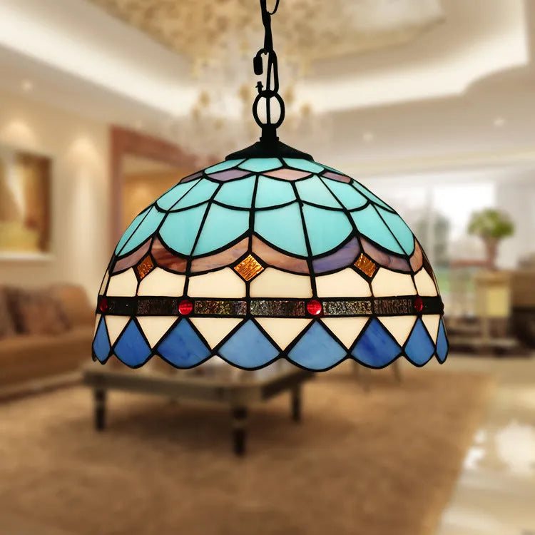 European retro baroque chandelier in coloured glaze with abstract modelling