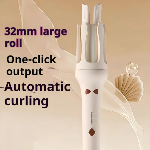 Automatic hair curler with 32mm barrel in white purple colour with wired power cord
