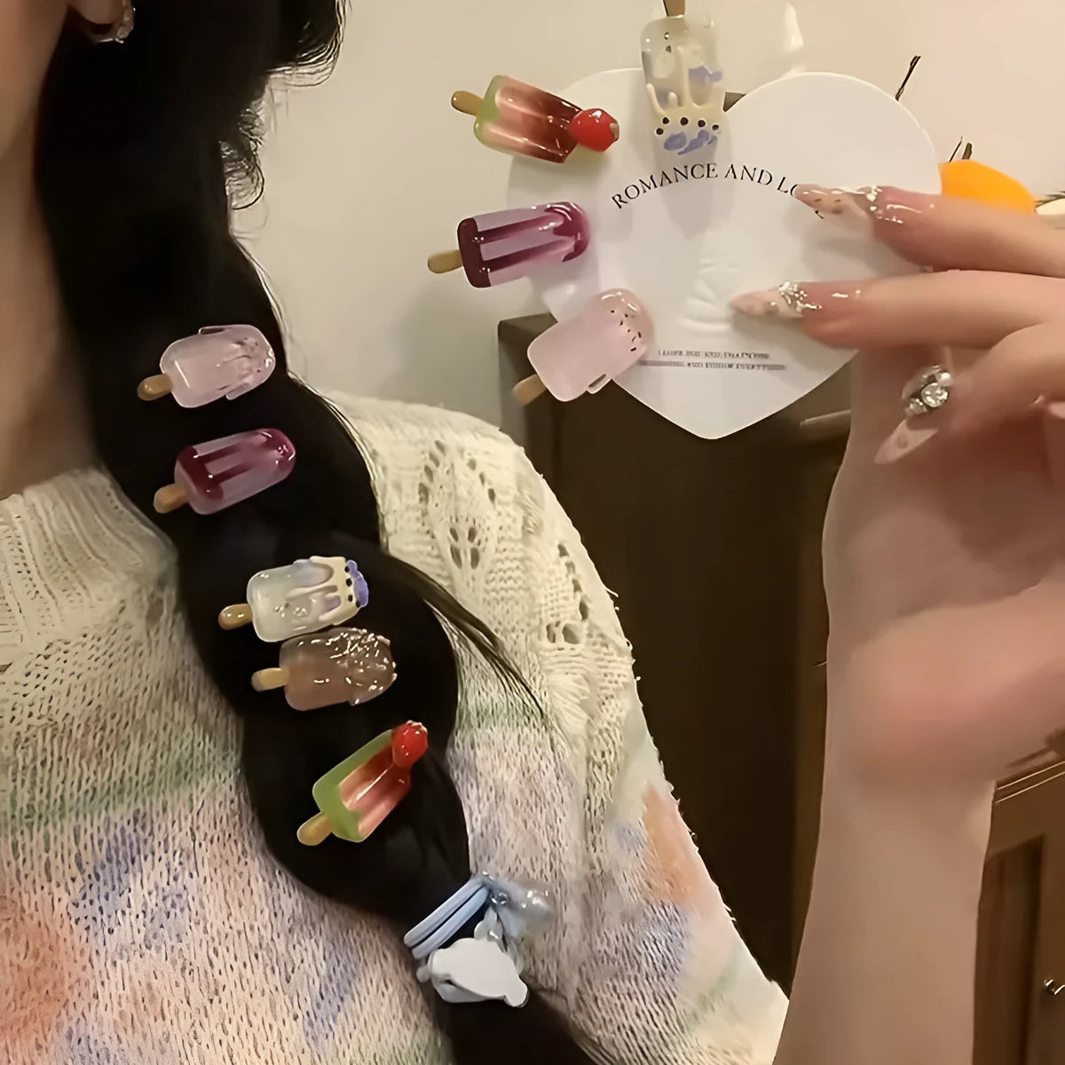 Cartoon ice cream resin hair clip barrette for women in sweet girl style