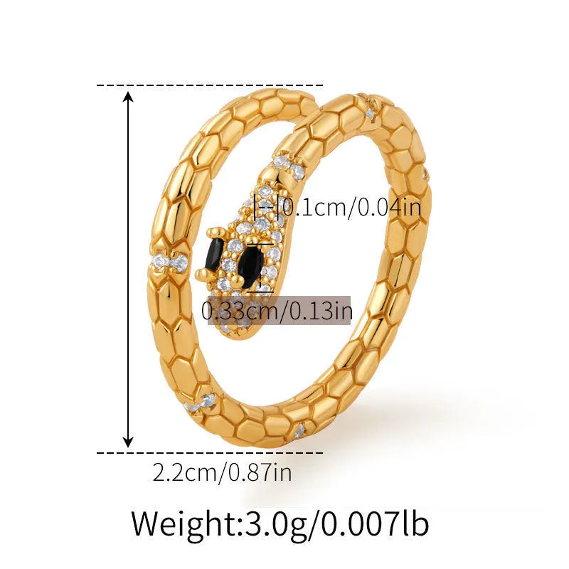 Snake-shaped adjustable opening index finger ring with gold colour finish