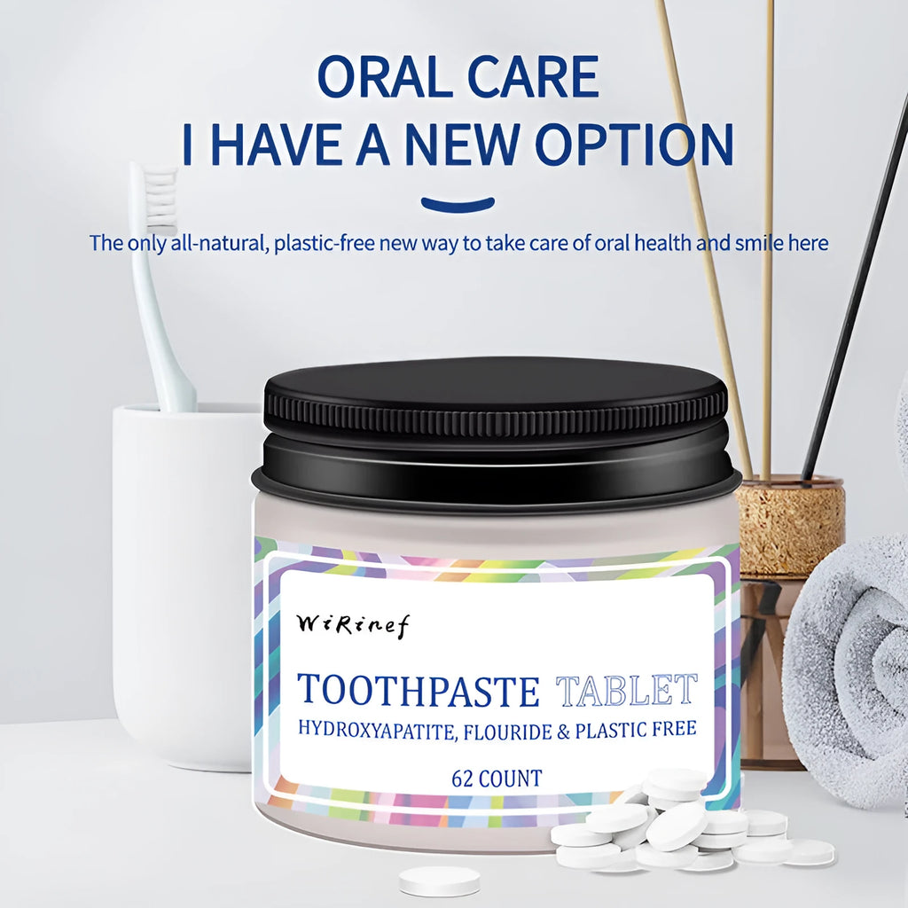 TP19 solid toothpaste tablets in a pack of 62 pieces for portable oral care.