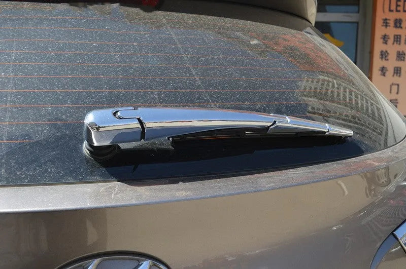 Four silvery ABS plastic rear window wiper trim caps for 2010 Hyundai vehicles