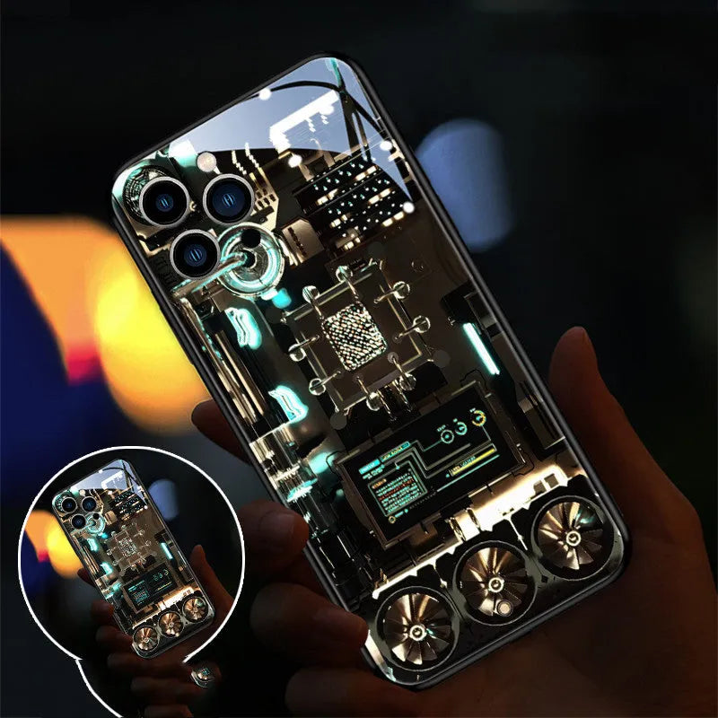 Xpress 14 tempered glass iPhone case with LED notification light in Lightning Diamond design