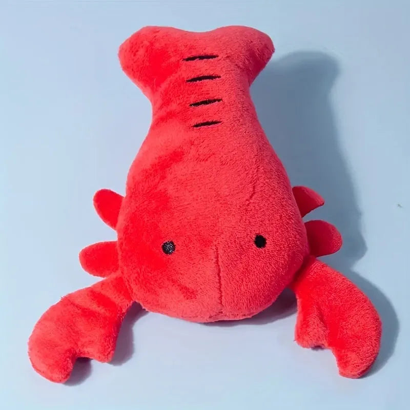 Red lobster squeaky dog toy for small and medium breeds with bite-resistant rubber construction