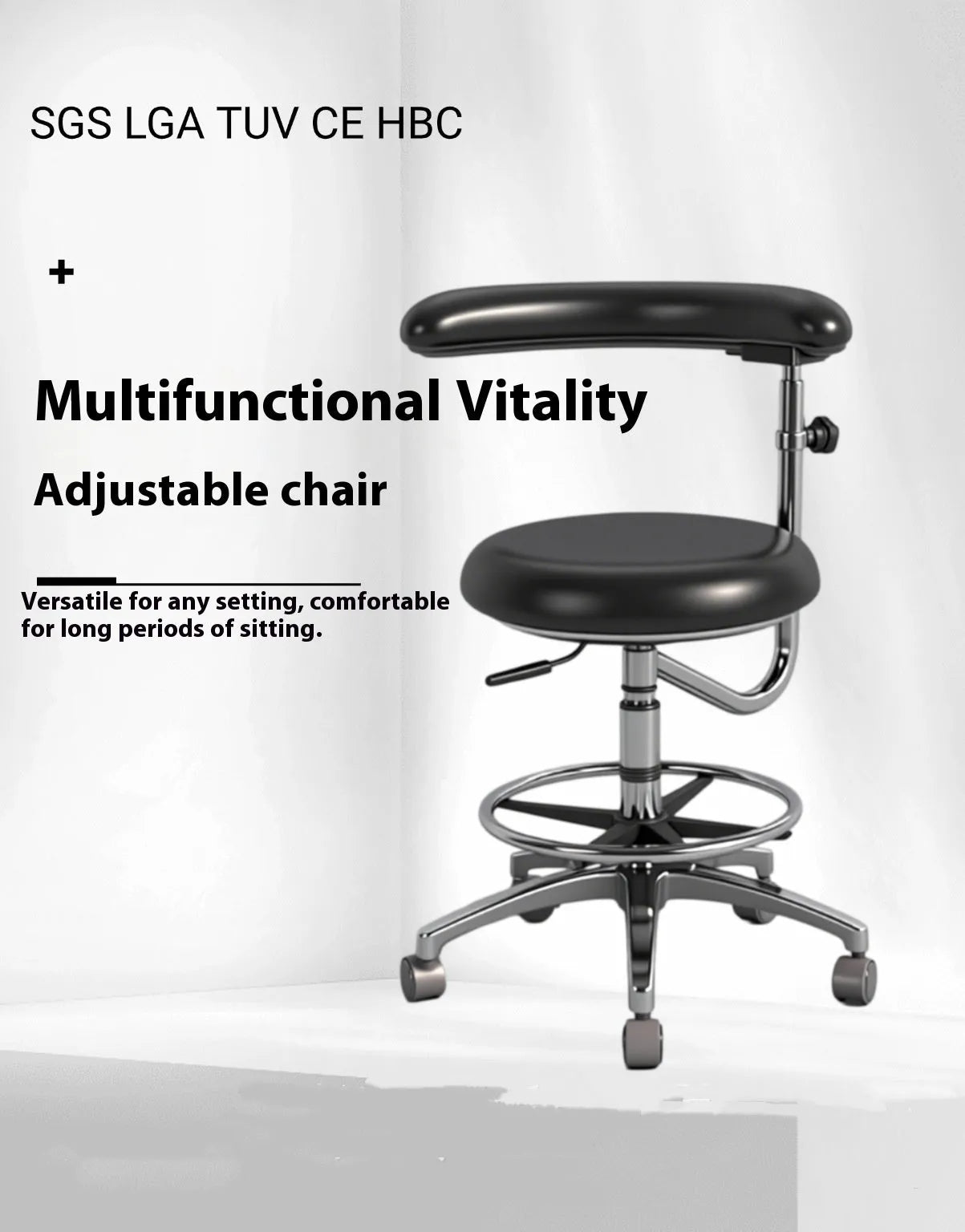 Black leather dental chair for hospital and clinical use