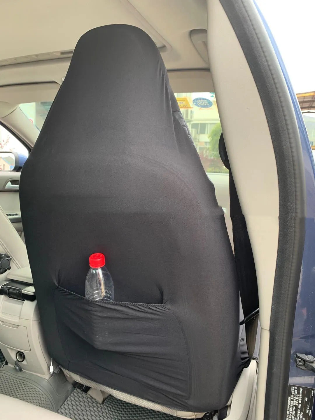 Black quilted PU automotive seat cover with sponge composite construction