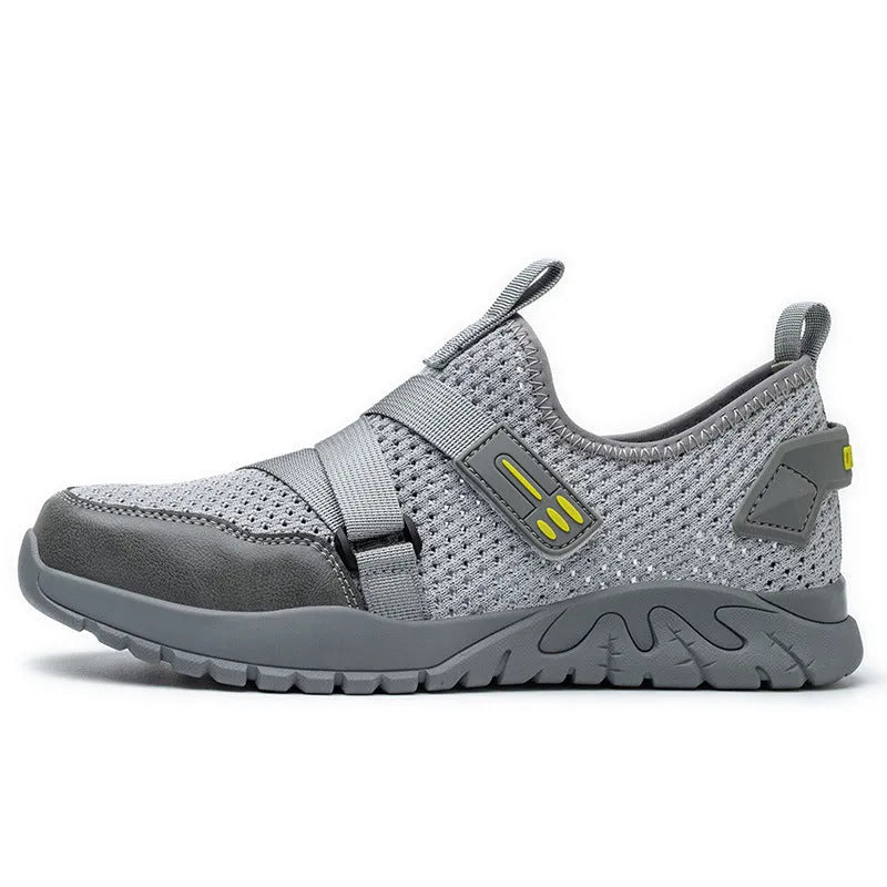 Men's grey anti-smash anti-puncture work insulation safety shoes with rubber sole