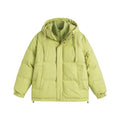 Loose fit cotton-padded winter coat in solid colour with side seam pockets