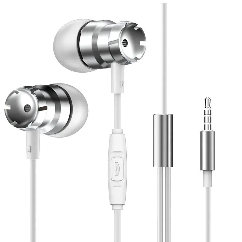 Metal turbo in-ear headphones with wired connection and built-in microphone in multiple colour options