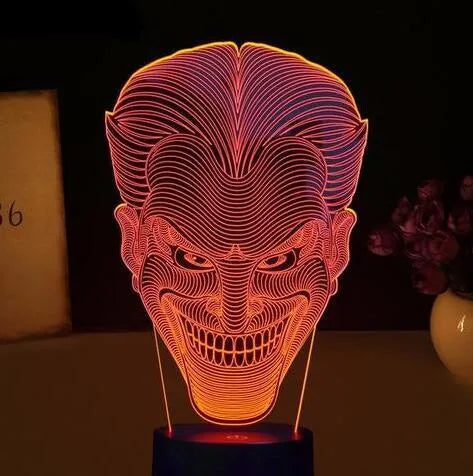 USB-powered 3D LED mood lamp with remote control showing seven colour options