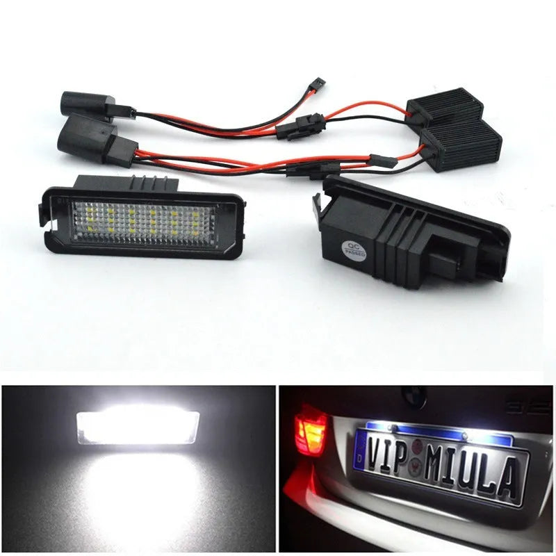 Volkswagen LED license plate light units with Canbus decoder for Golf Polo Phaeton models