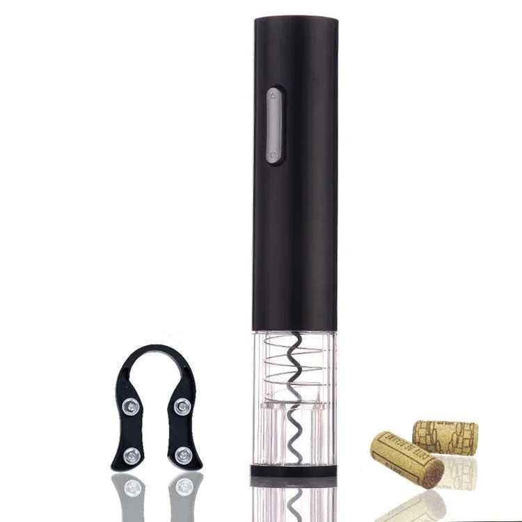 Automatic electric wine bottle opener with foil cutter in black, red, or white colours.