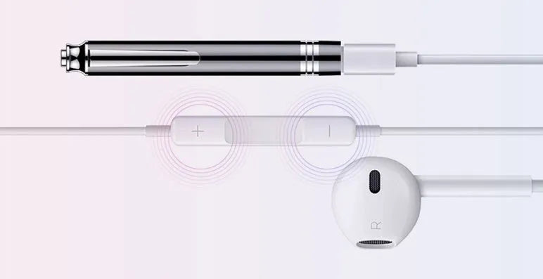 Black pen-style USB recorder MP3 player showing length and thickness.
