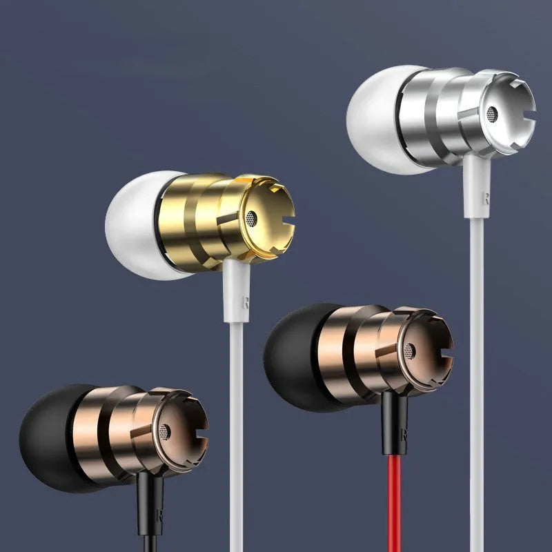 Metal turbo in-ear headphones with wired connection and built-in microphone in multiple colour options
