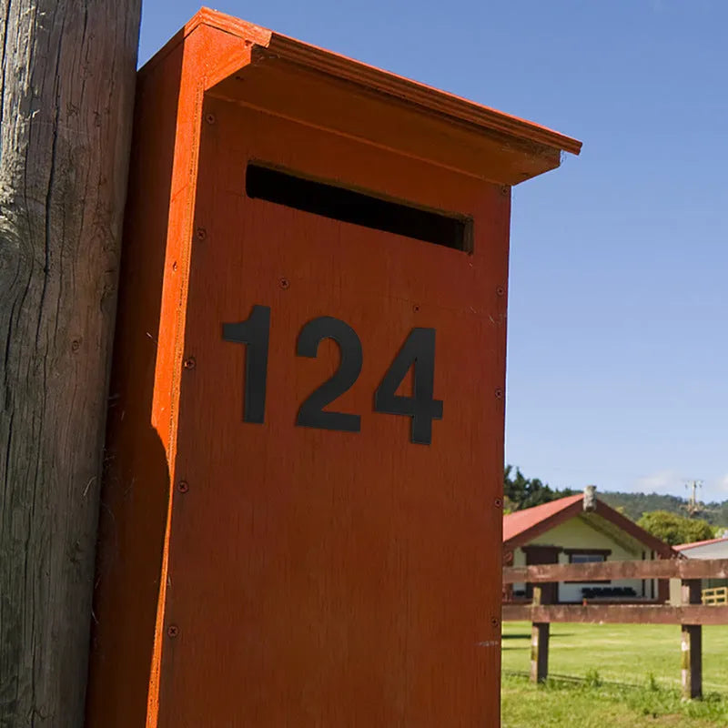 Black stainless steel sticky adhesive house number sign showing the digit 5, 7.5cm tall.