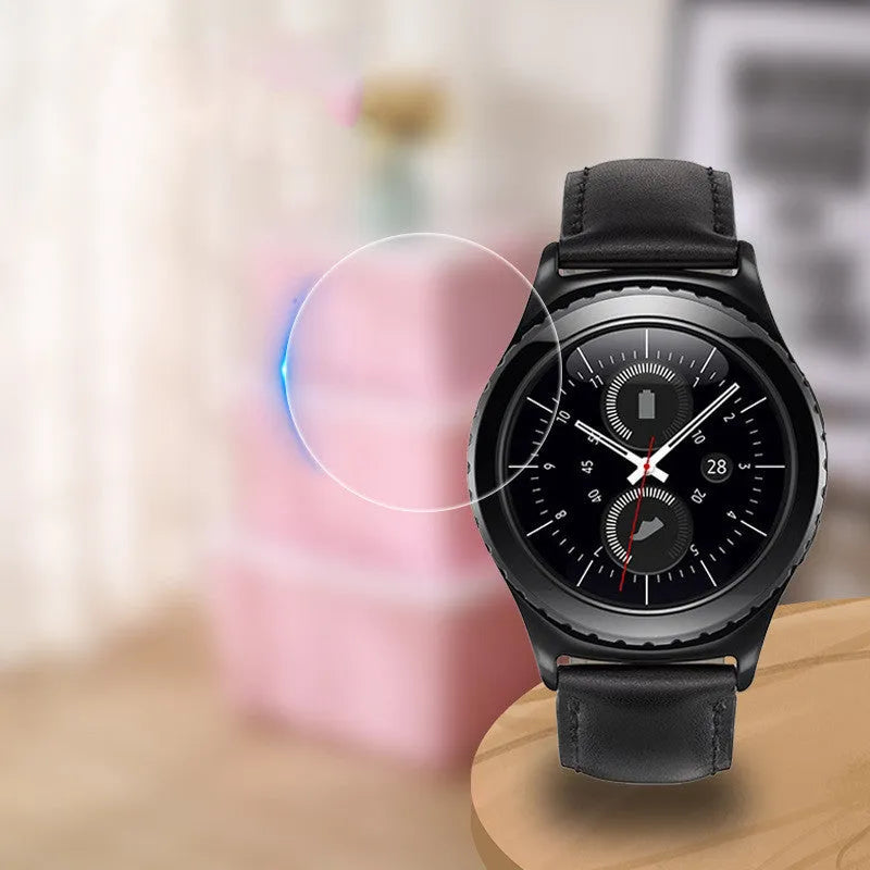 Transparent tempered glass screen protector for Samsung Galaxy Watch Active with full coverage.