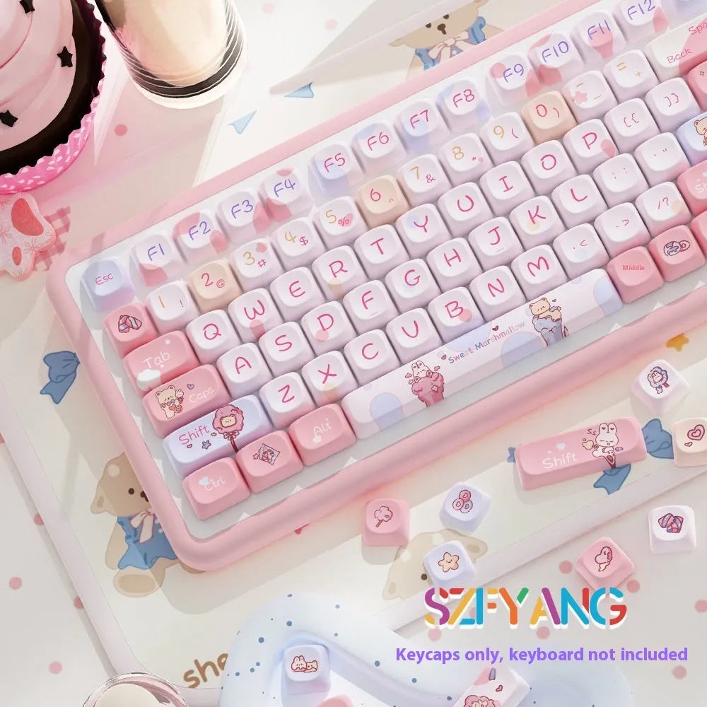 Sweet Cotton Candy colour mechanical keyboard keycap set showing 112 or 120 key options