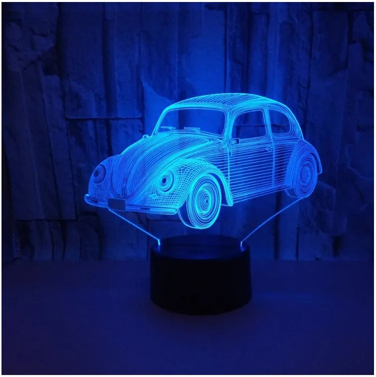 Colourful touch remote control LED table lamp with 3D visual light effect on black base