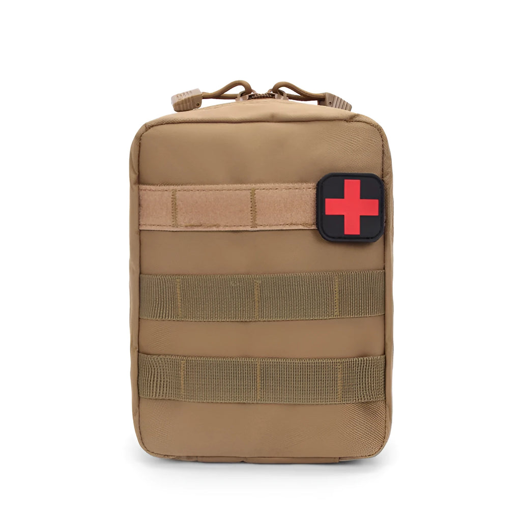 Tactical medical bag in nylon with hook-and-loop closure measuring 15x21x11cm