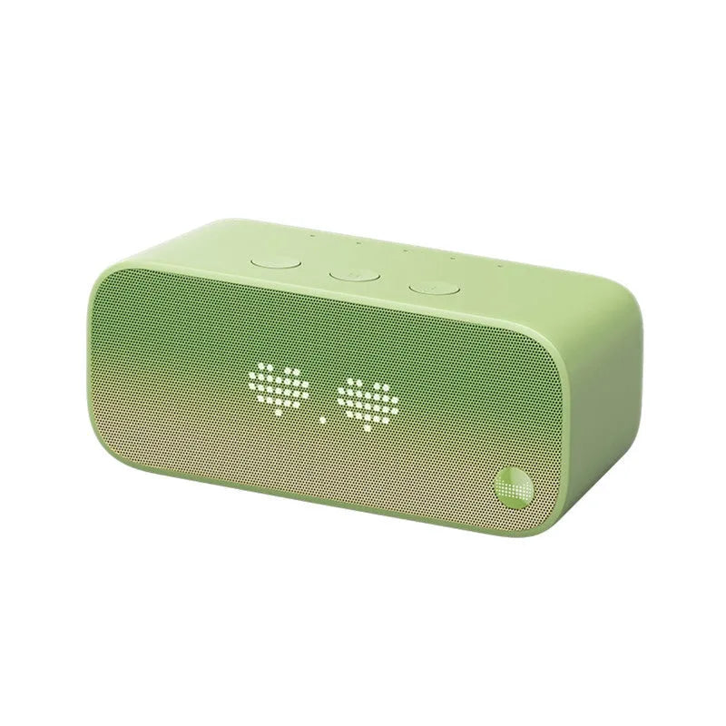 Compact smart Wi-Fi speaker with AI voice assistant in a choice of blue, green, red, or white colours.