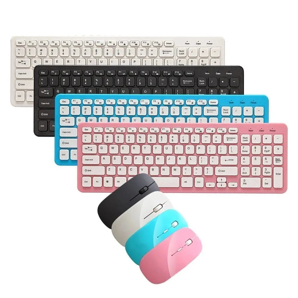 Wireless keyboard and mouse set in black with micro USB receiver and cable