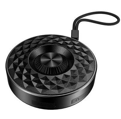 Mini portable Bluetooth wireless speaker in black, orange, or silvery white colour.