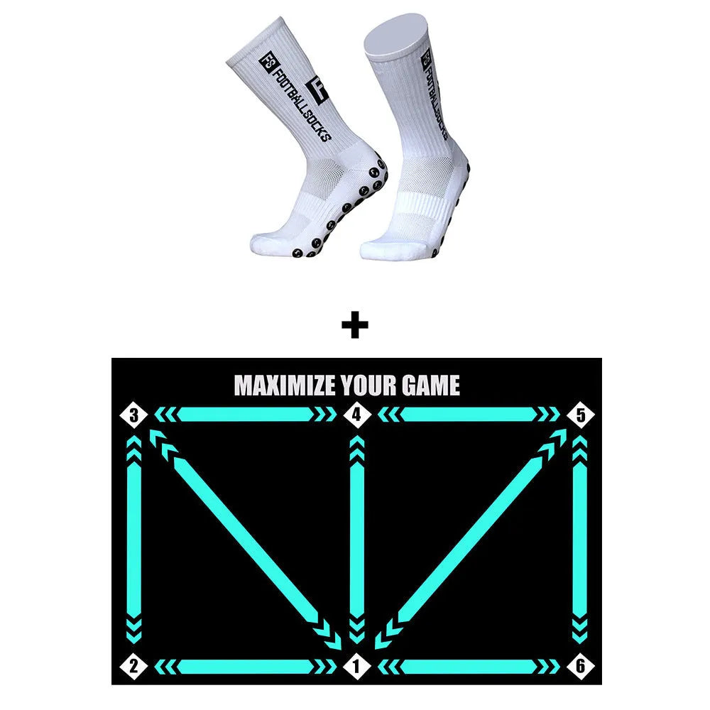Rubber football training mat in cushion colour with training socks for skill practice
