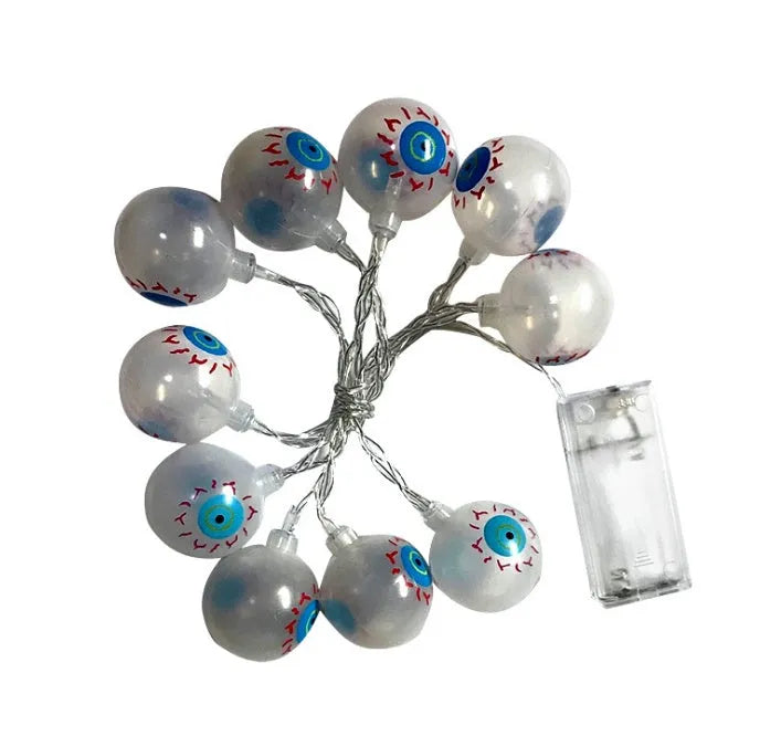 Halloween LED string lights with bat, pumpkin, ghost and spider pendants on a 1.2 metre wire