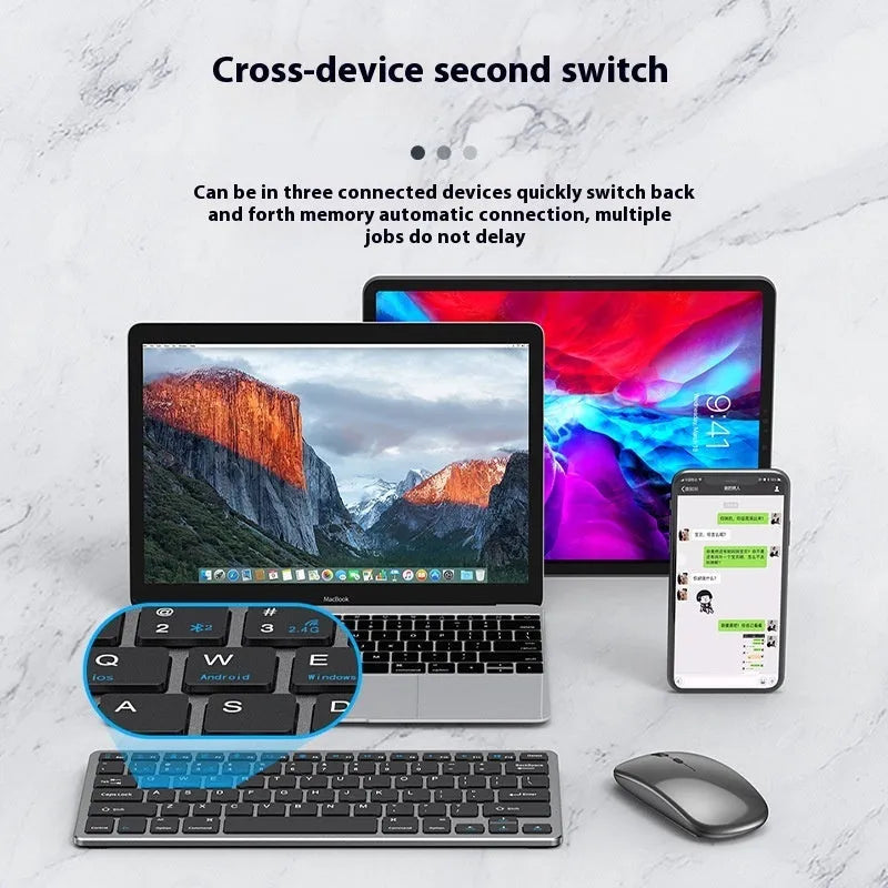 Ultra-thin wireless keyboard and mouse combo set with rechargeable design in black, gun colour, or silver