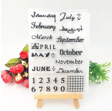 Transparent silicone calendar seal with digital table design for date stamping