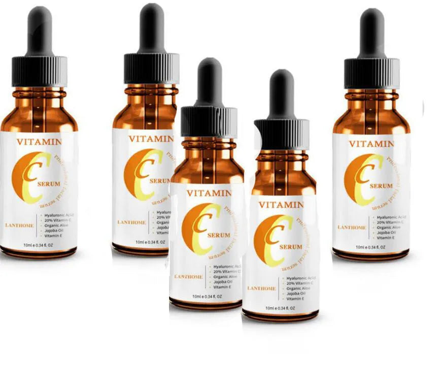 10ml bottle of vitamin C and hyaluronic acid facial serum for skin brightening