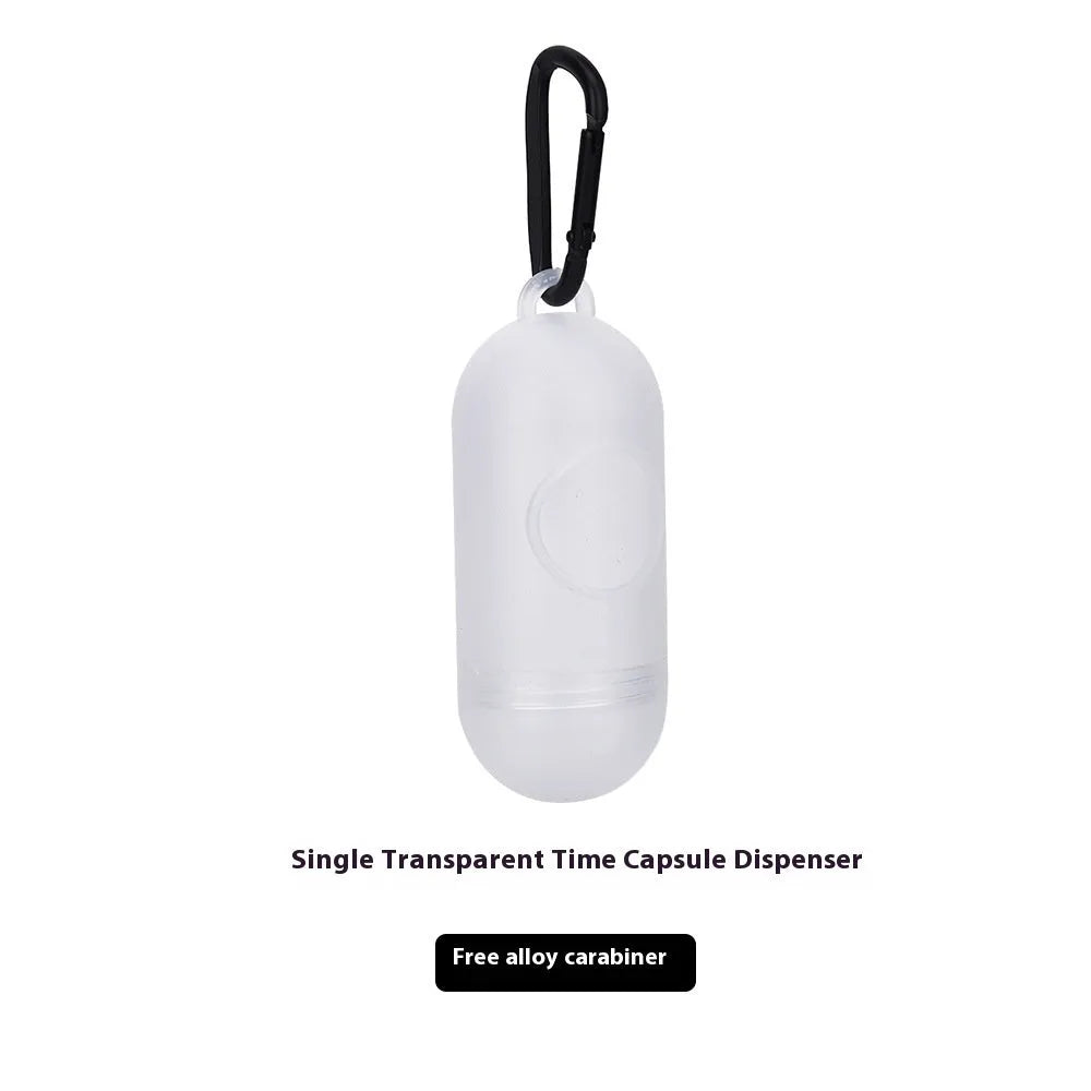 Roll of EPI degradable, thickened pet waste bags in green, shown with a lavender scent or unscented label option.