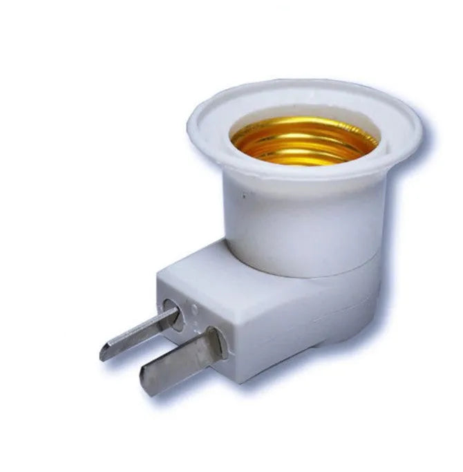 White E27 screw lamp holder adapter with switch for wall socket installation